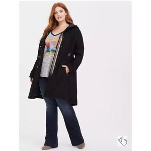 TORRID x doctor who Midi black Wool Coat plus size 2 hooded jacket peacoat